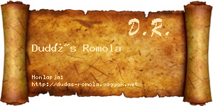 Dudás Romola névjegykártya